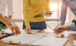 team brainstorming for brand development